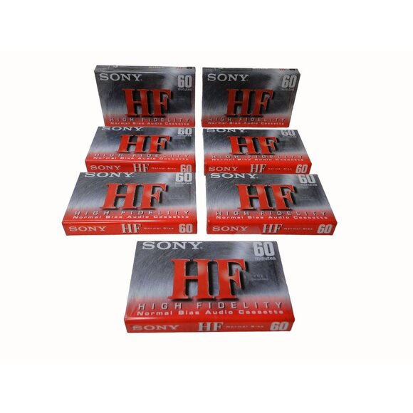 Lot of 7 Sony HF 60 Blank Cassette Tapes High Fidelity 60 Minute NEW Sealed - Picture 1 of 5